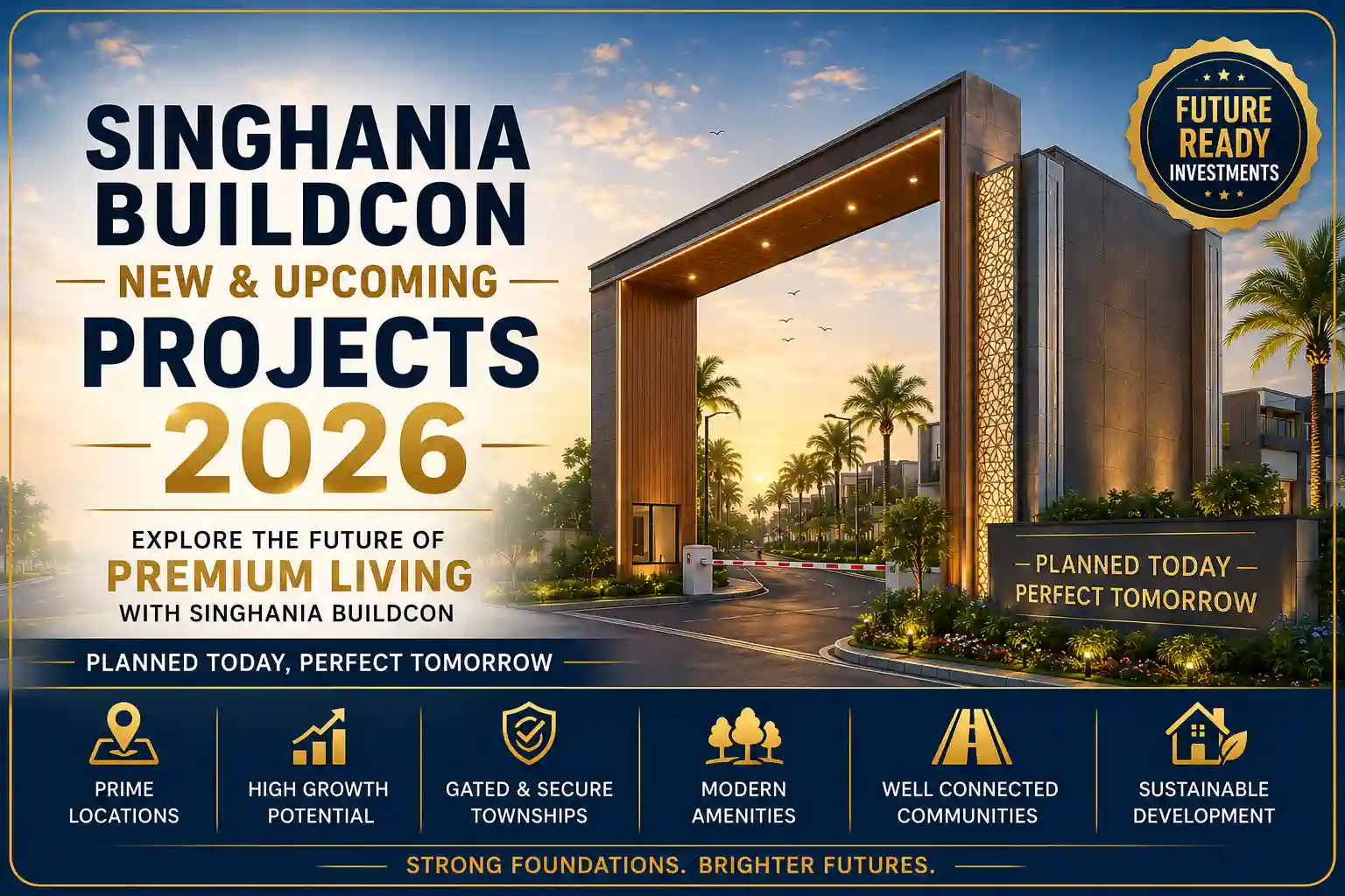 Singhania Buildcon new residential plotted township projects banner showcasing affordable plots and farm houses in Raipur
